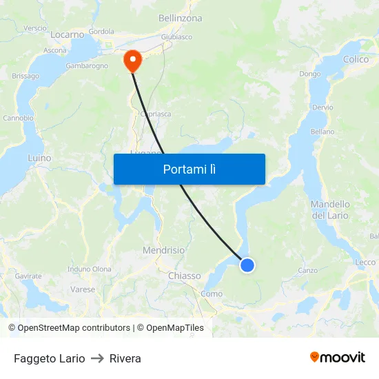 Faggeto Lario to Rivera map