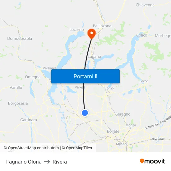Fagnano Olona to Rivera map
