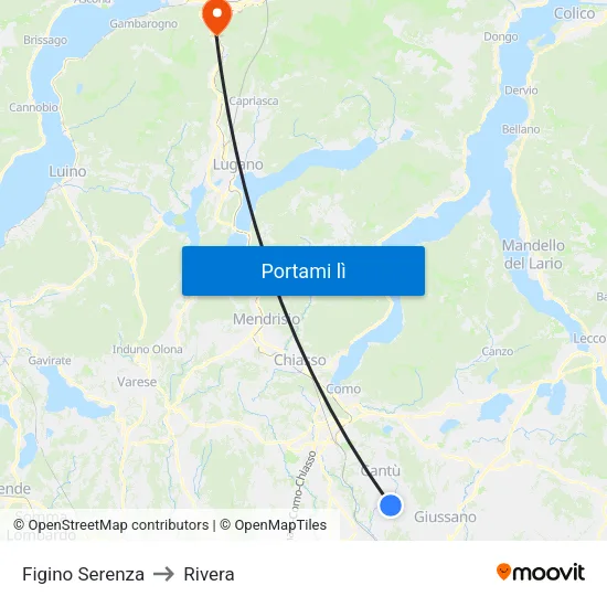 Figino Serenza to Rivera map