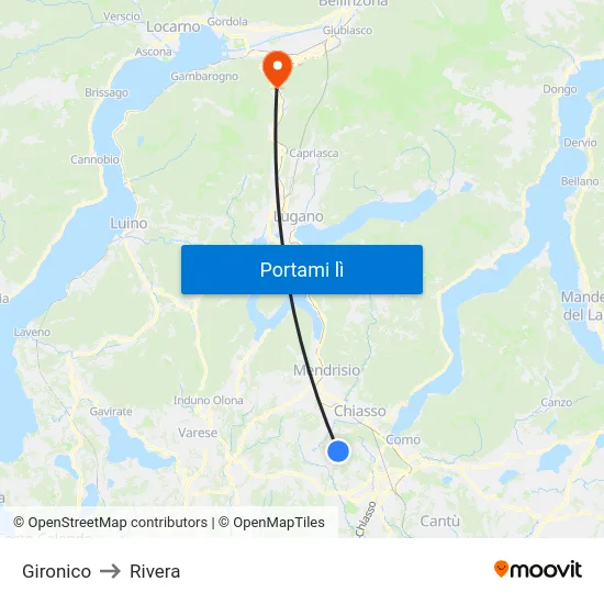 Gironico to Rivera map