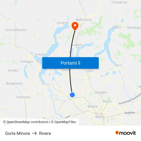 Gorla Minore to Rivera map