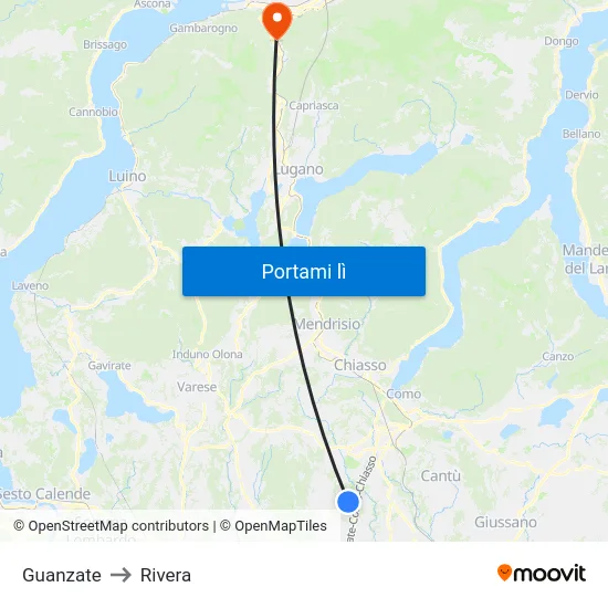 Guanzate to Rivera map