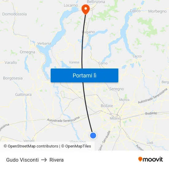 Gudo Visconti to Rivera map