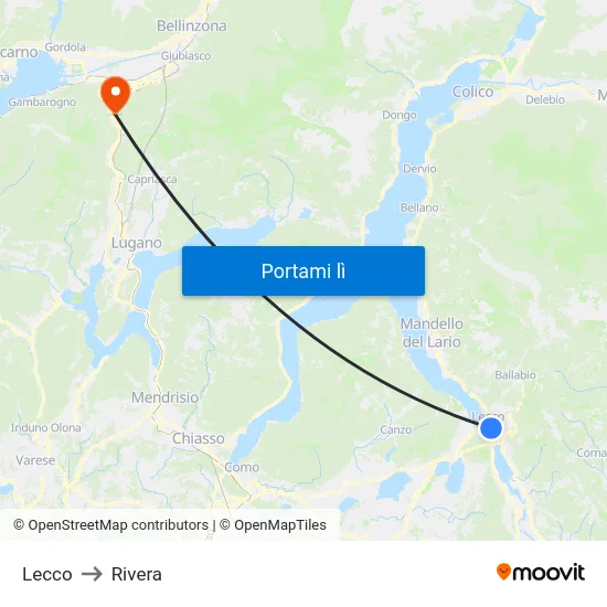 Lecco to Rivera map