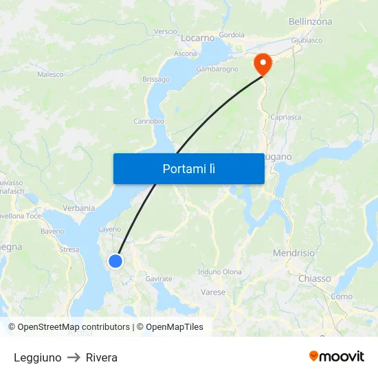 Leggiuno to Rivera map