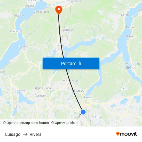 Luisago to Rivera map