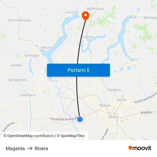 Magenta to Rivera map