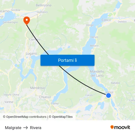 Malgrate to Rivera map
