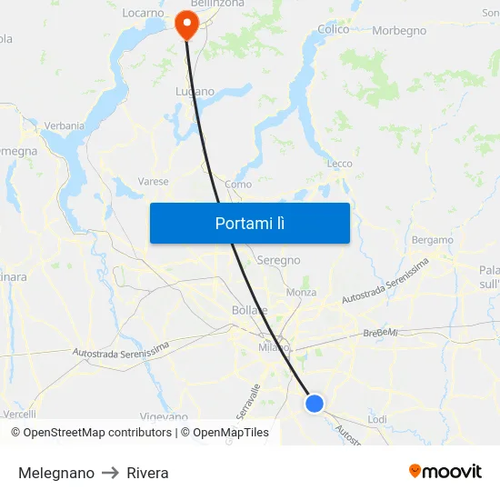 Melegnano to Rivera map