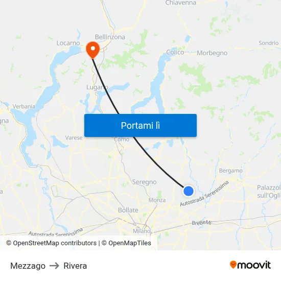 Mezzago to Rivera map