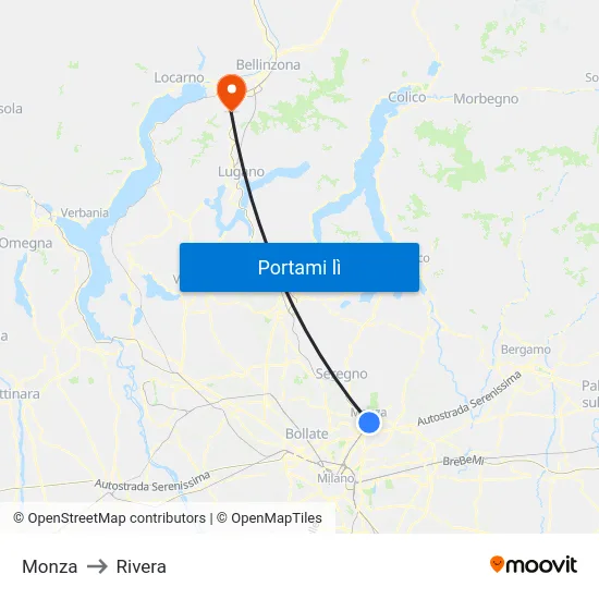 Monza to Rivera map