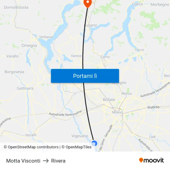 Motta Visconti to Rivera map