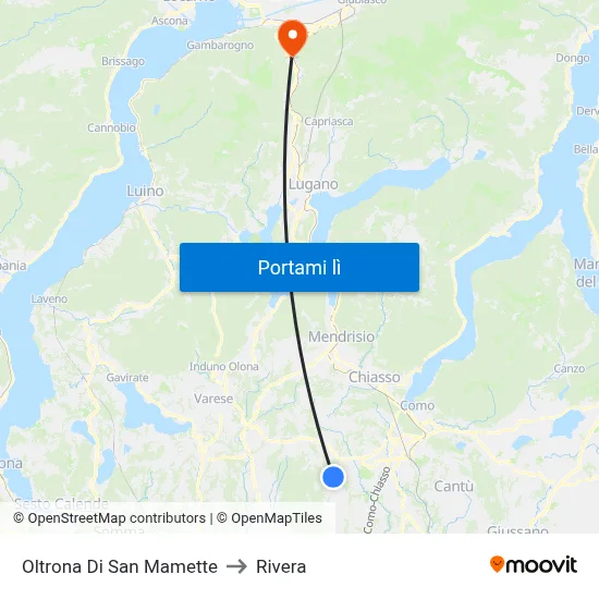 Oltrona Di San Mamette to Rivera map