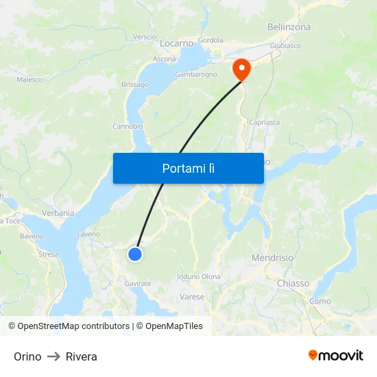 Orino to Rivera map