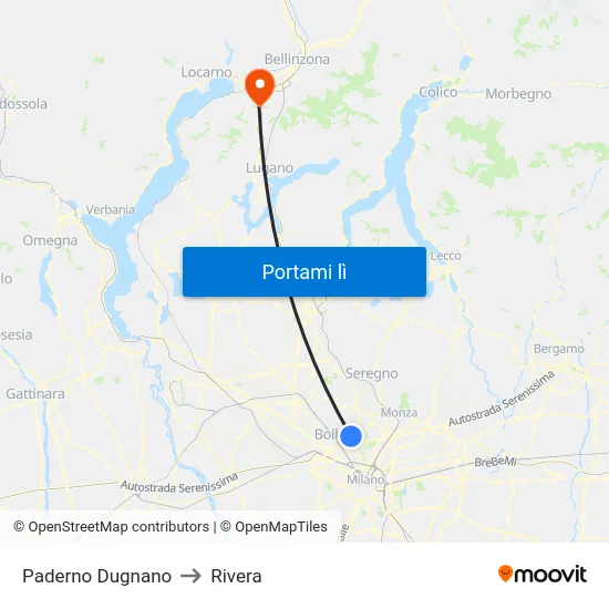 Paderno Dugnano to Rivera map