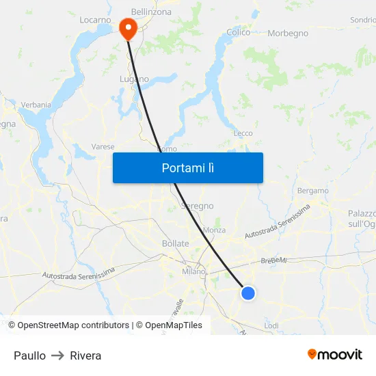 Paullo to Rivera map
