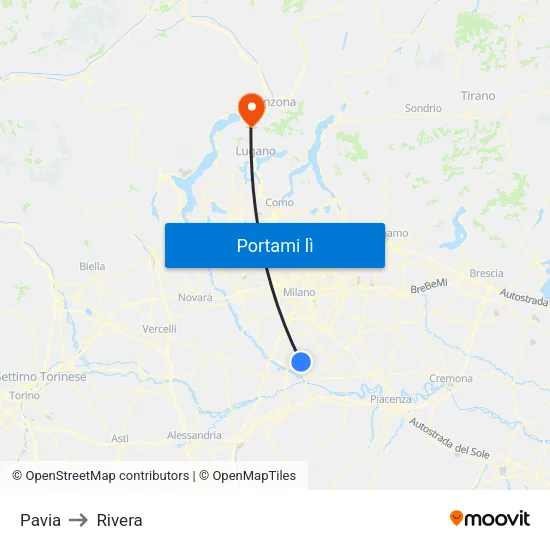 Pavia to Rivera map