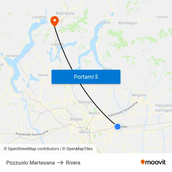 Pozzuolo Martesana to Rivera map
