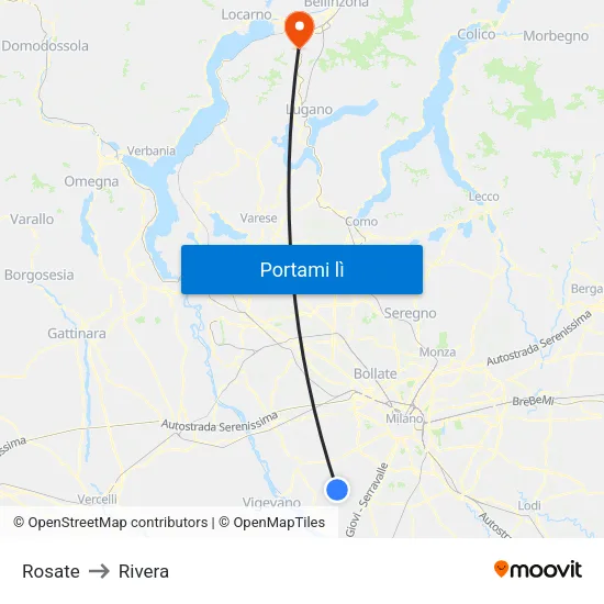 Rosate to Rivera map