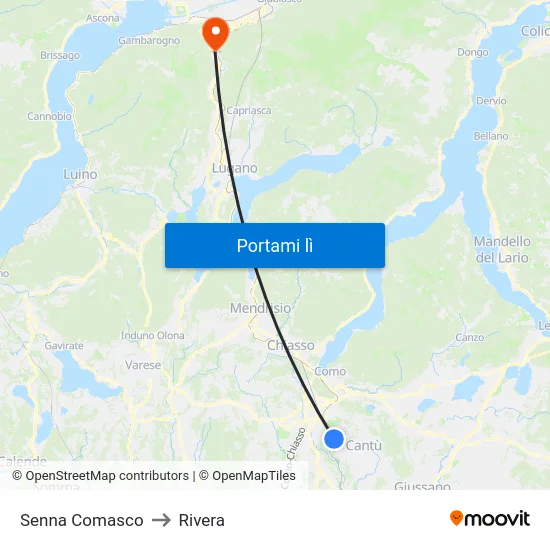 Senna Comasco to Rivera map