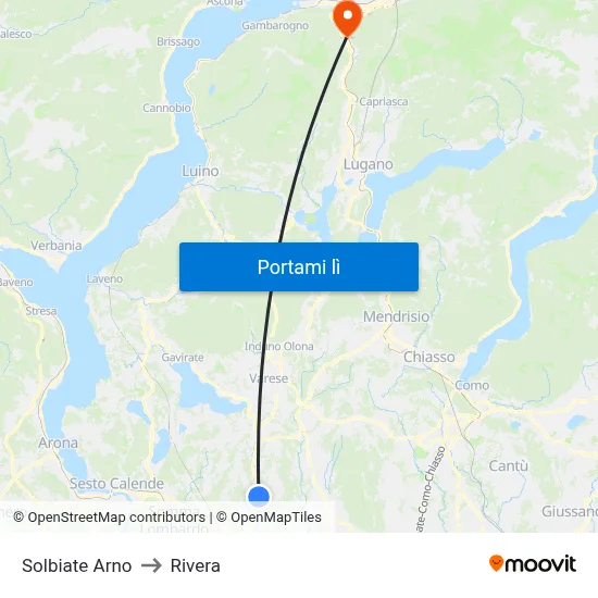 Solbiate Arno to Rivera map