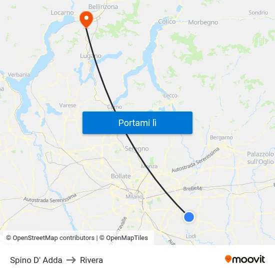 Spino D' Adda to Rivera map