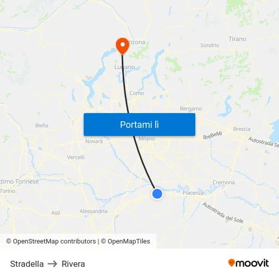 Stradella to Rivera map