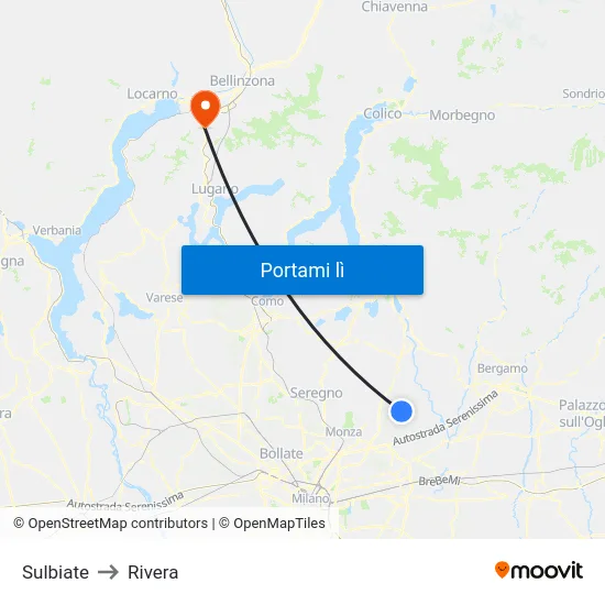 Sulbiate to Rivera map