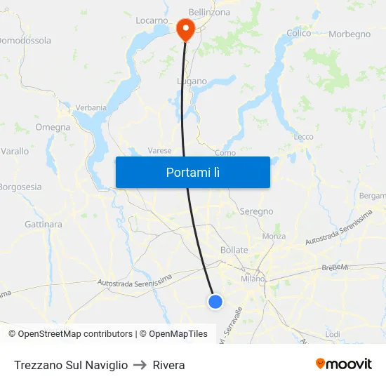 Trezzano Sul Naviglio to Rivera map