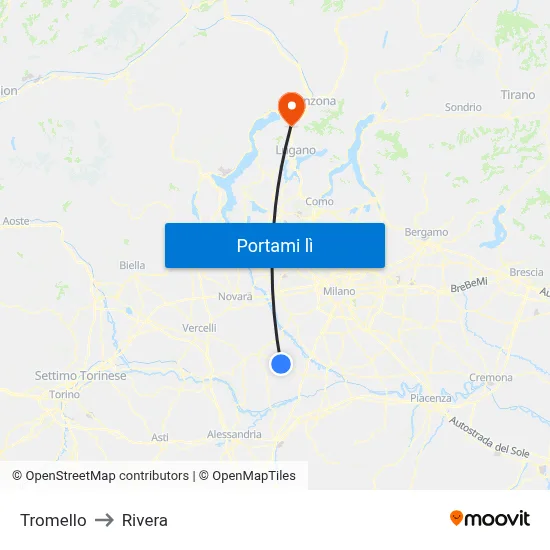 Tromello to Rivera map