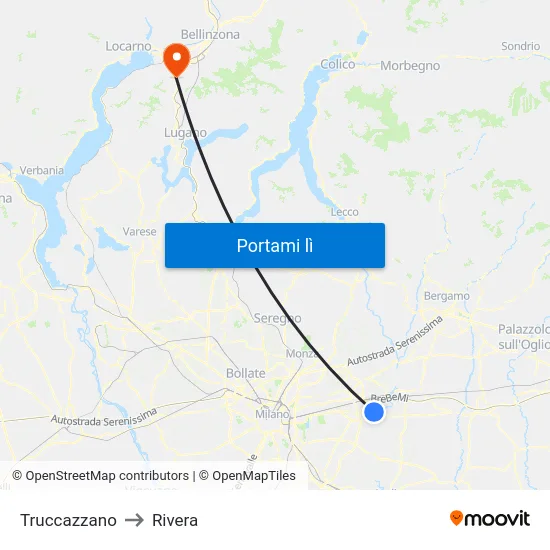 Truccazzano to Rivera map