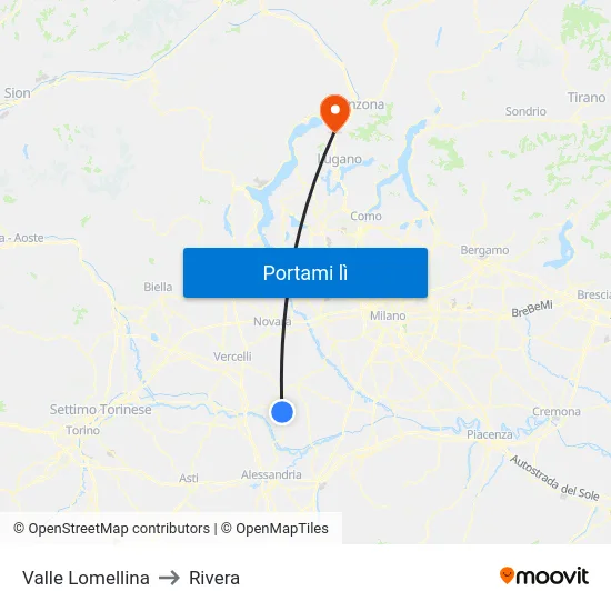 Valle Lomellina to Rivera map