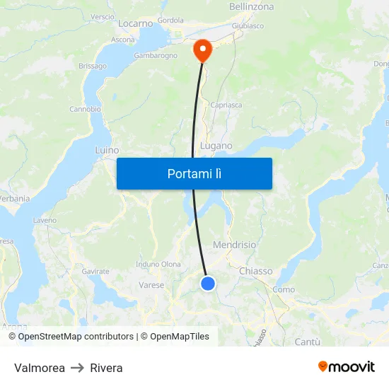 Valmorea to Rivera map