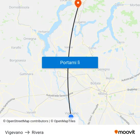 Vigevano to Rivera map