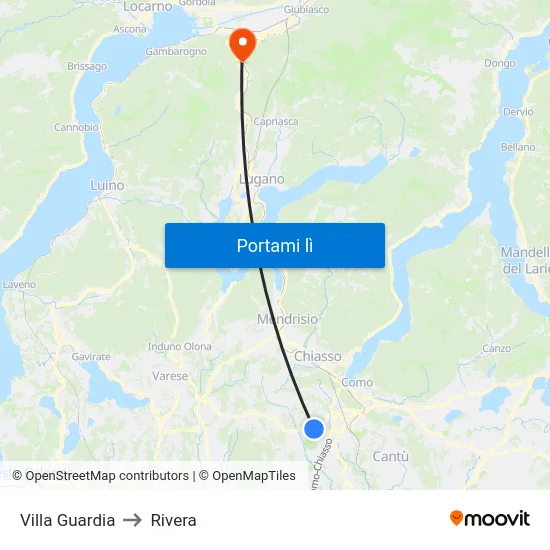 Villa Guardia to Rivera map