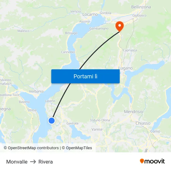 Monvalle to Rivera map