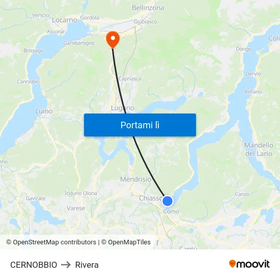 CERNOBBIO to Rivera map