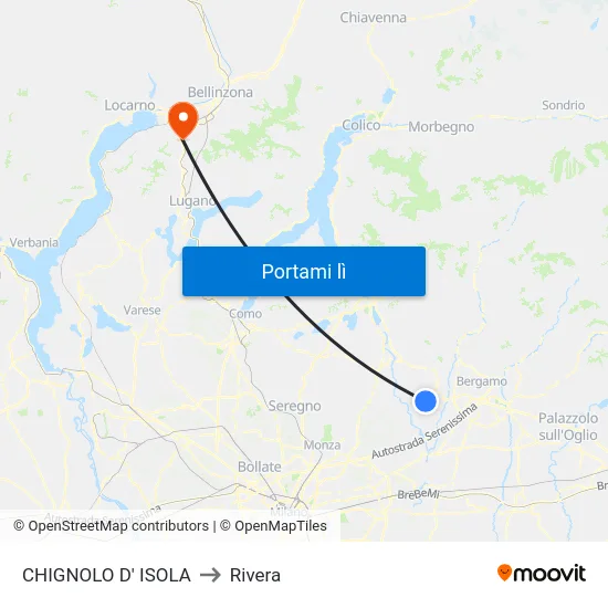 CHIGNOLO D' ISOLA to Rivera map