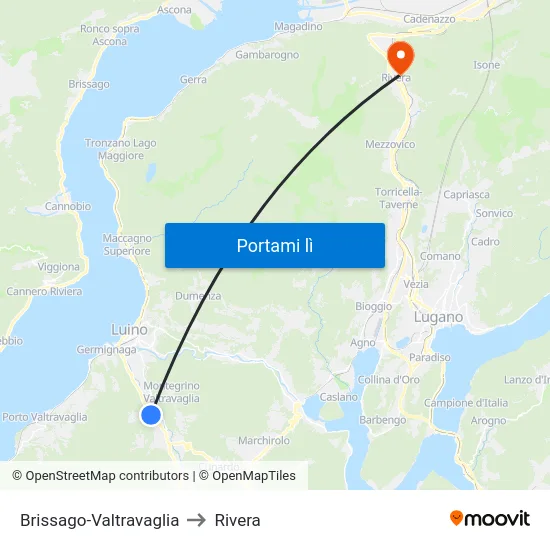 Brissago-Valtravaglia to Rivera map