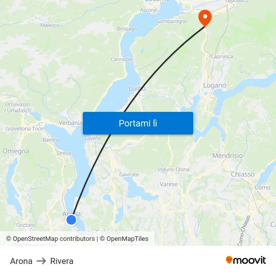 Arona to Rivera map
