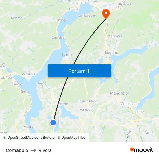 Comabbio to Rivera map