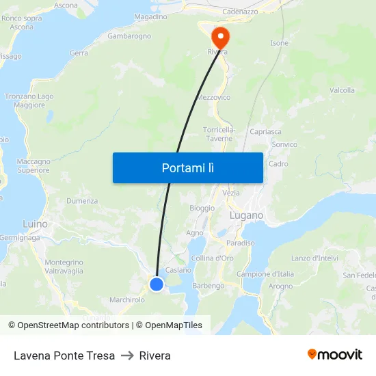 Lavena Ponte Tresa to Rivera map