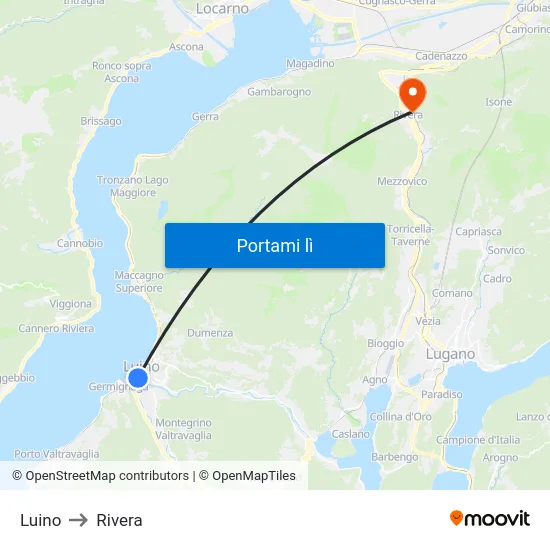 Luino to Rivera map
