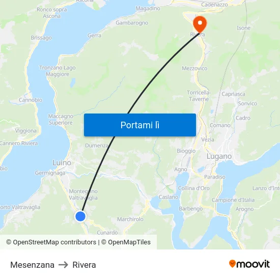 Mesenzana to Rivera map