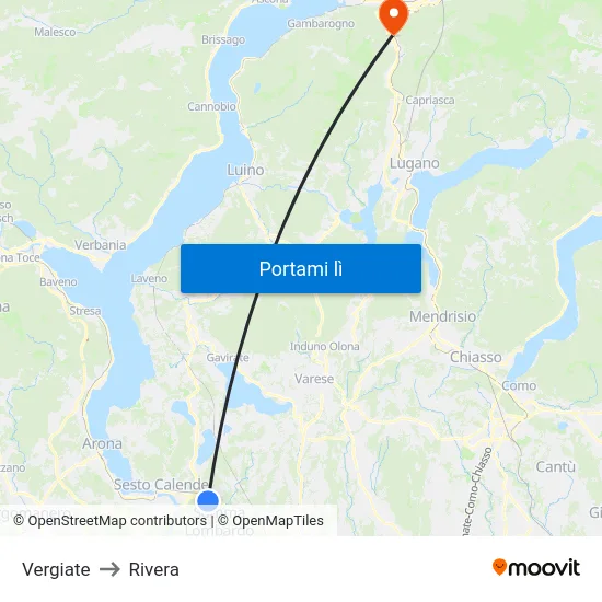 Vergiate to Rivera map