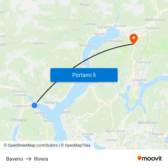 Baveno to Rivera map
