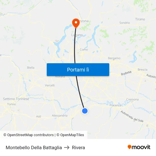 Montebello Della Battaglia to Rivera map