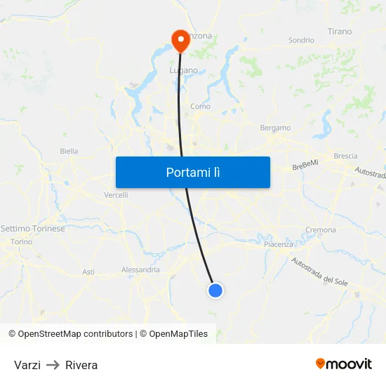 Varzi to Rivera map