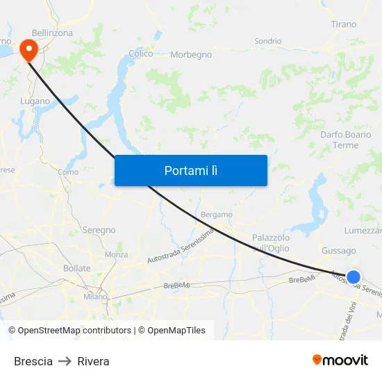 Brescia to Rivera map