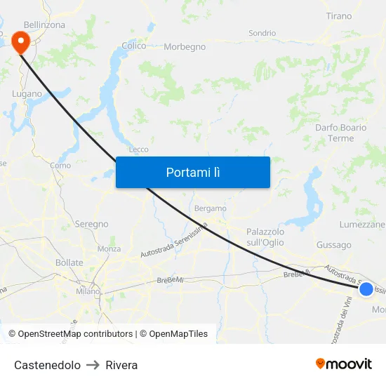 Castenedolo to Rivera map
